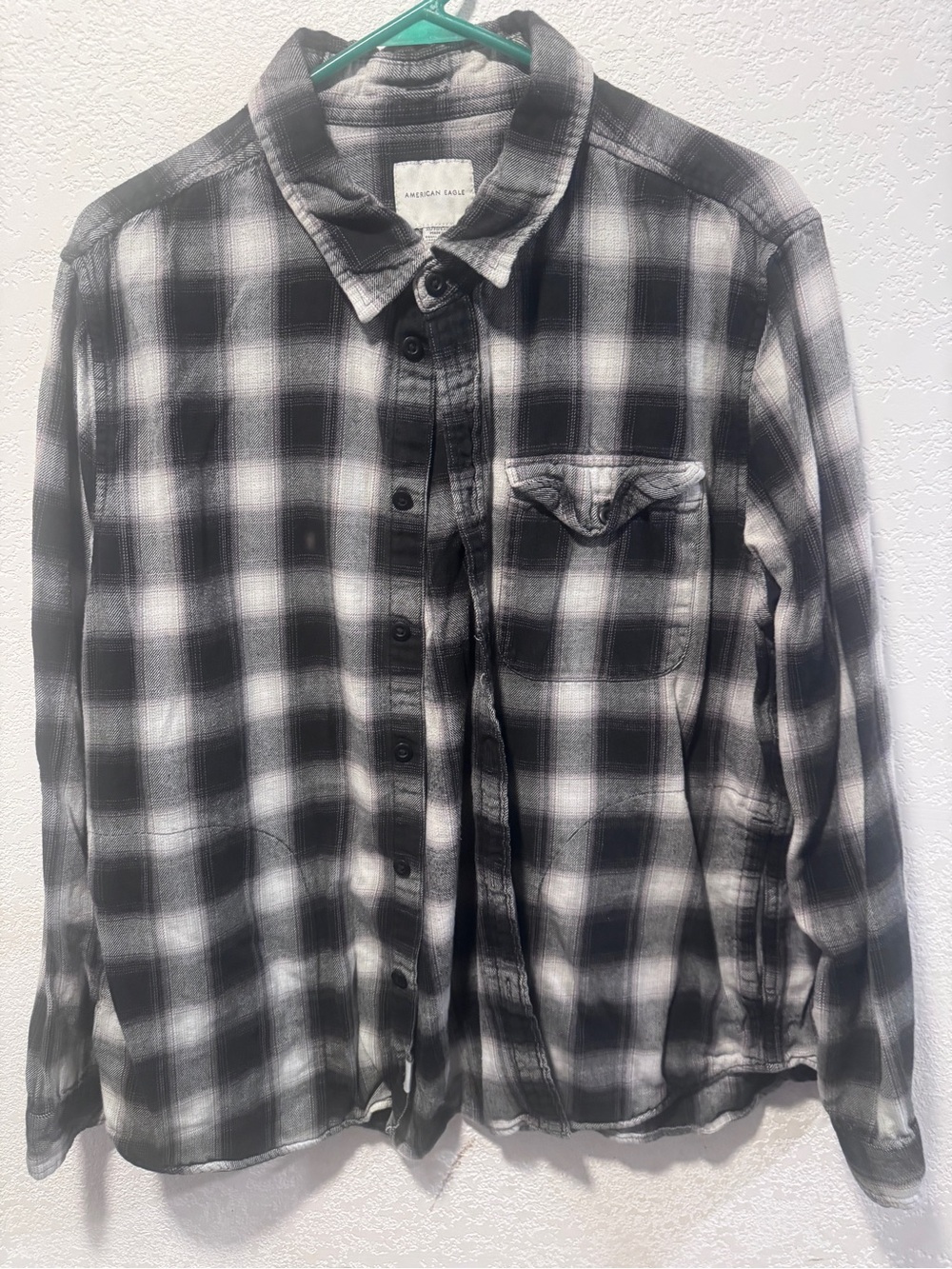 American Eagle Outfitters Black & White Plaid Button-Down Shirt